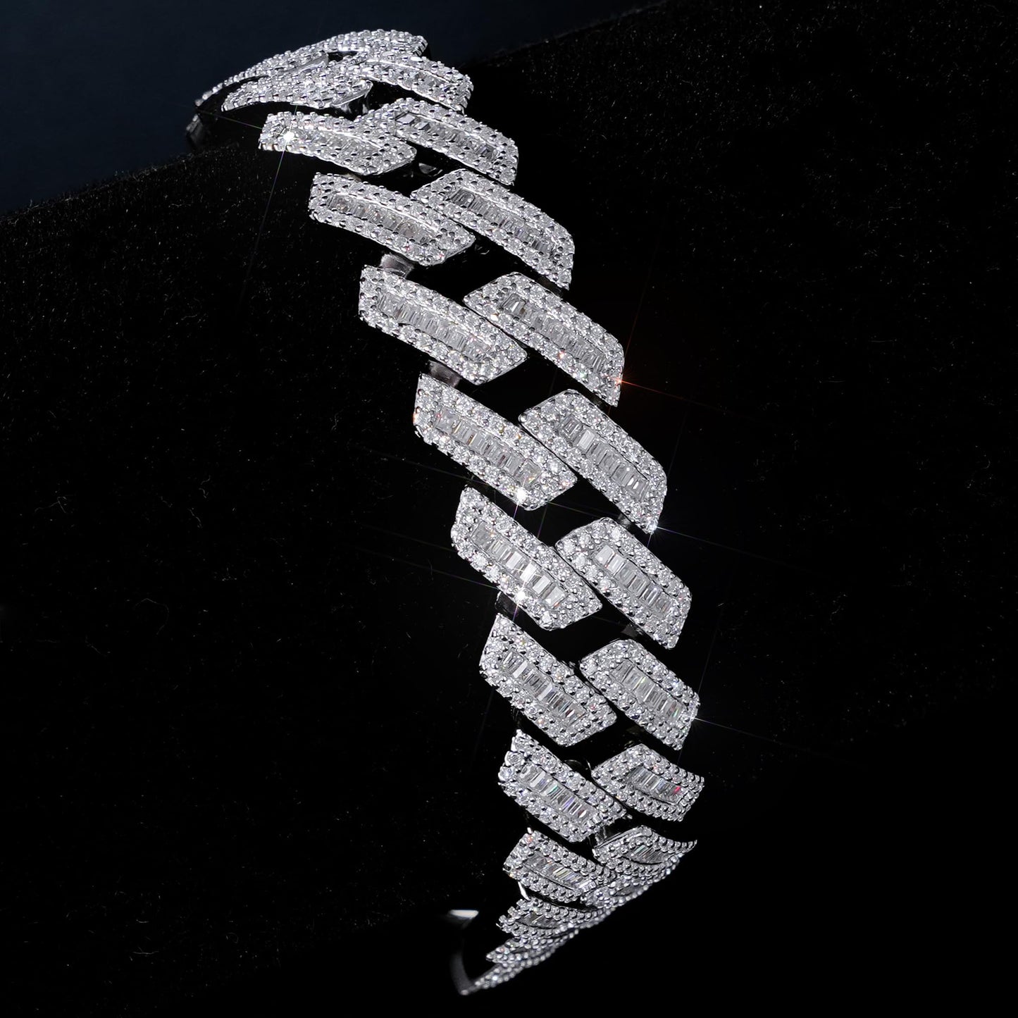 MRDOPELUX Cuban Link Bracelet and Cuban Chain Necklace Set for Men | Solid 925 Sterling Silver |D Color VVS1 Moissanite | Hypoallergenic | Hip Hop Hip Hop Jewelry| Luxury Style