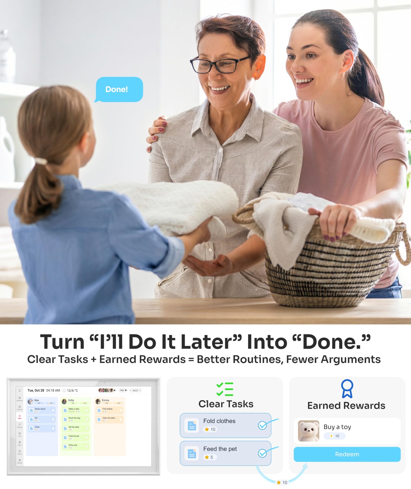Ingnok Digital Calendar:15.6Inch Wall Planner & No Subscription,Real-Time Sync for Google/Outlook/iCloud, 32GB Smart Calender Touchscreen,Chore Chart & Meal Planner-Ideal for Family Schedules
