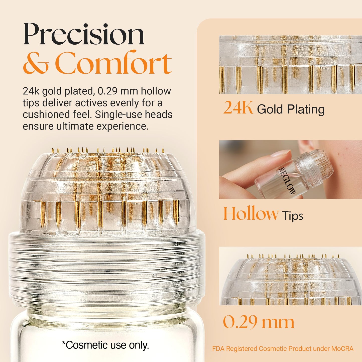 ReGlow Micro Infusion System for Face – 300% Deeper Absorption with 24K Gold Microneedling Tool + Serum (3 Months) – Firmer Radiant Skin, At-Home Treatment with Collagen Peptides & Hyaluronic Acid