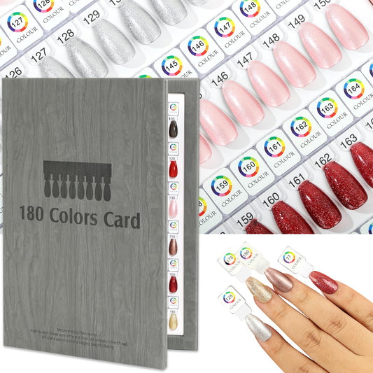 vnjaoi Magnetic Nail Swatch Book,180 Nail Color Display Book with 192 Magnetic Tips,Professional Nail Salon Color Display Book for Easy Preview & Storage - Grey