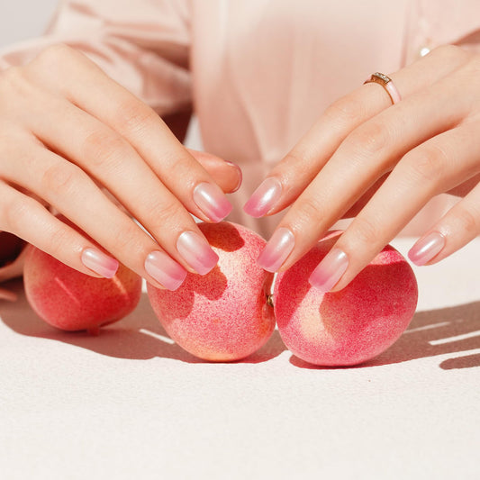 DANNI & TONI Semi Cured Gel Nail Strips Pink Transparent Ombre Pearlescent Gel Nail Wraps 28 Stickers | Mauve Breath
