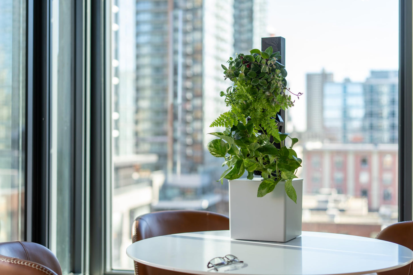 Tevatower Mini Smart Indoor Garden System, 4 Inch Pot Modern Self Watering Planter for Flowers, Indoor Plants, Plant Therapy, Sustainability, Fresh Herbs and Home Growing (Slate Grey)