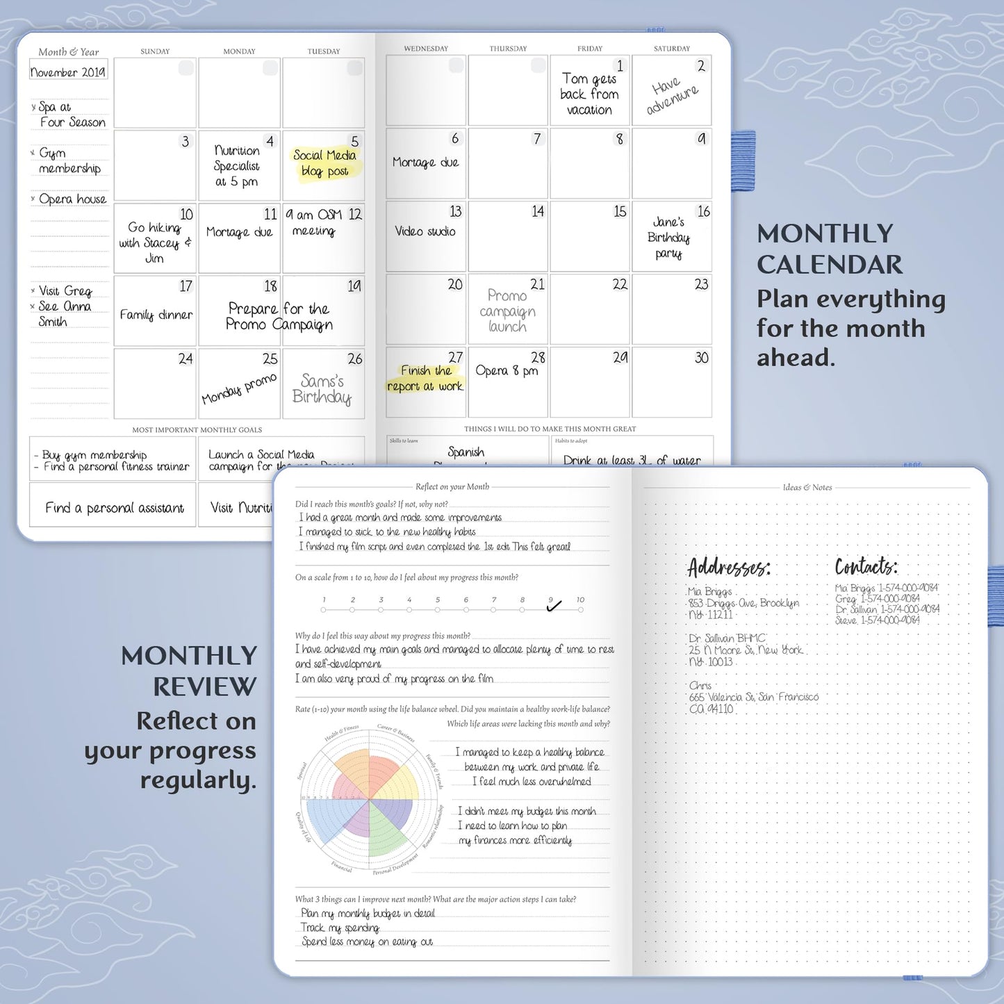 Legend Planner PRO – Deluxe Weekly & Monthly Life Planner to Increase Productivity and Hit Your Goals. Time Management Organizer Notebook – Undated – 7 x 10" Hardcover + Stickers – Periwinkle