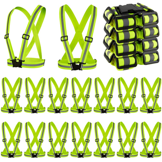 Hercicy 20 Pcs Reflective Vest High Visibility Safety Vests, Adjustable Running Gear Straps Lightweight Reflector for Construction (Yellow)