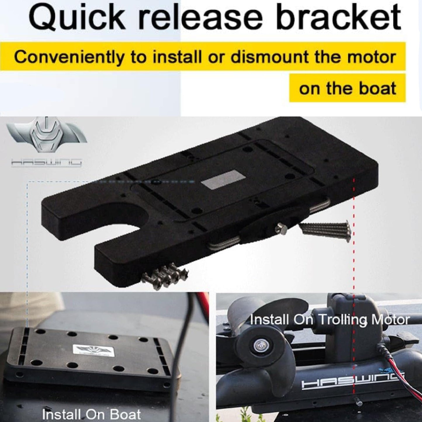 Zichen Haswing CaymanB Bow-Mount Trolling Motor with Wireless Remote, Quick Release - 80LBS Thrust, 54in. Shaft, for Fishing Boat in Freshwater & Saltwater