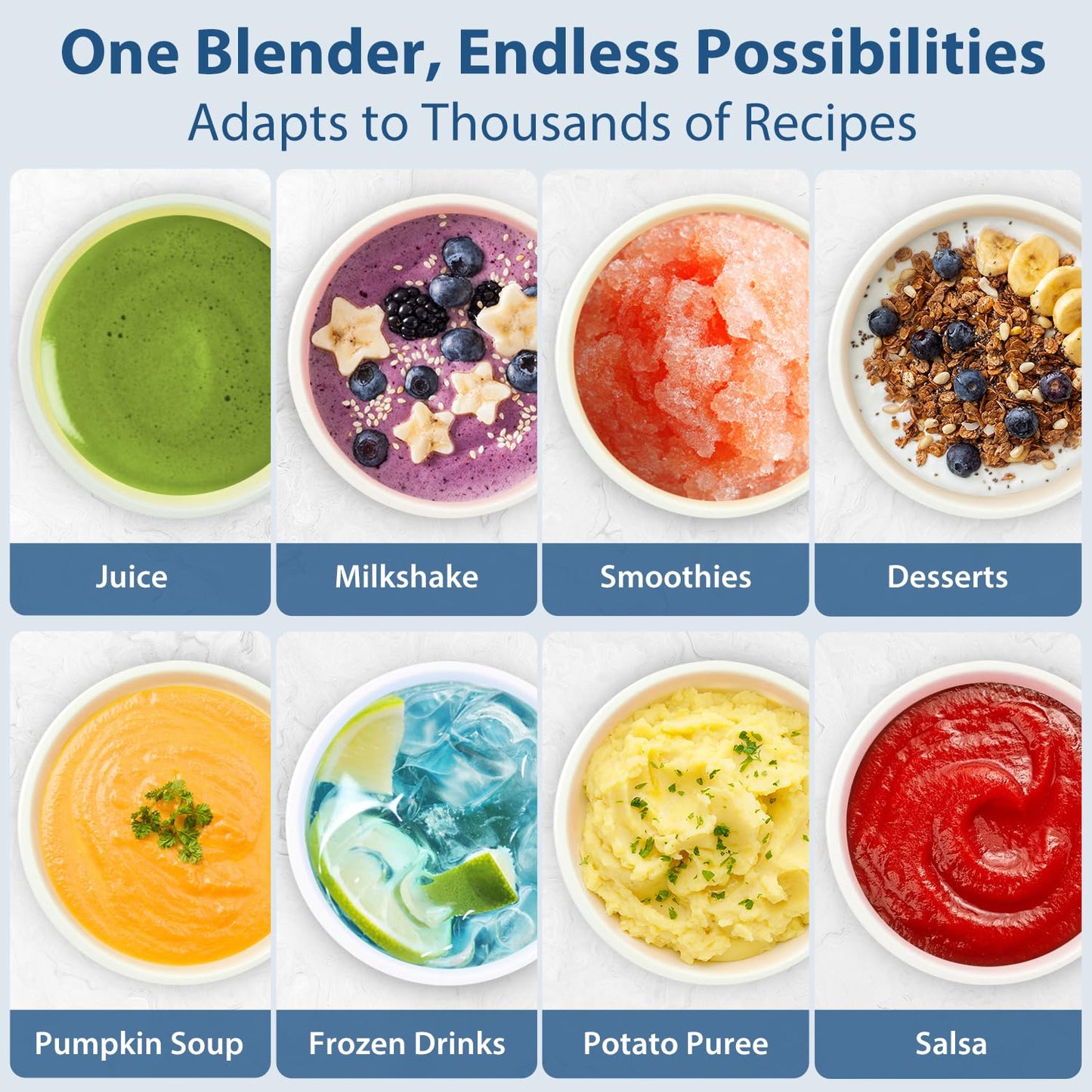 Aeitto Blenders for Kitchen with 68Oz. Large Capacity, 1800W Max Power Smoothie Blender, 3 Preset Programs & 7 Speeds, Professional Countertop Blender for Smoothies, Ice Crush, Frozen Drinks, Silver