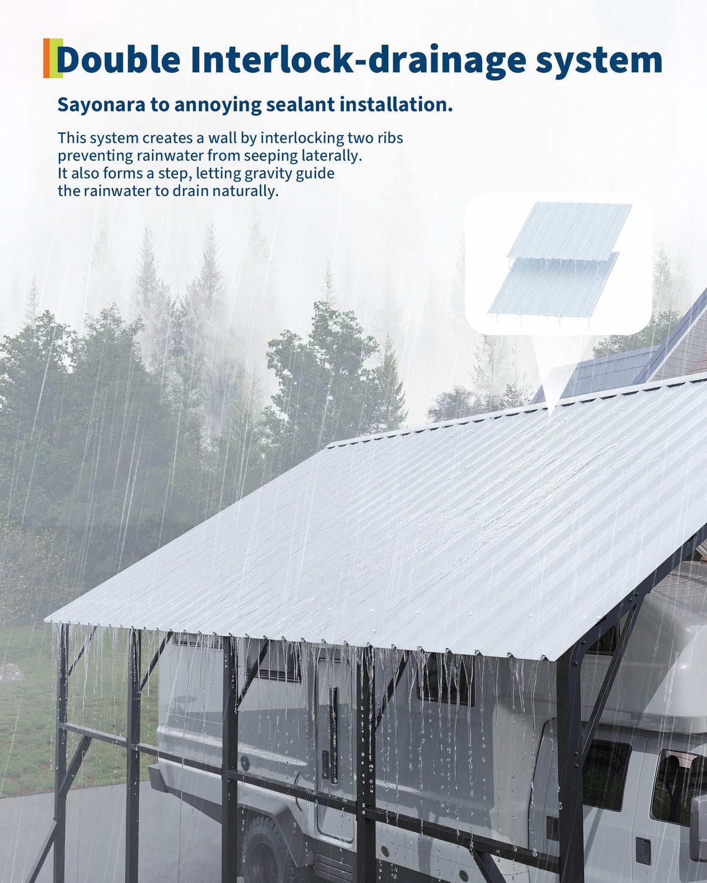 Garvee 20x20 ft Metal Carport Kit, 120° Steep-Pitch Vertical Roof for Snow Shedding, 173" High-Clearance RV & Tractor Shelter, Heavy-Duty 2 Cars Car Port with Reinforced Frame