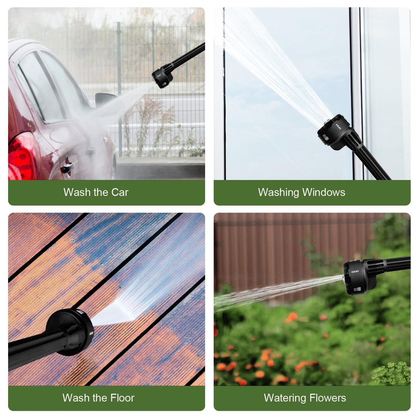 Prostormer Cordless Pressure Washer 1500PSI, Portable Handheld Water Gun with 2PCS 3.0Ah Batteries and Charger, 6-in-1 Nozzle for Car, Home, Floor, Fence