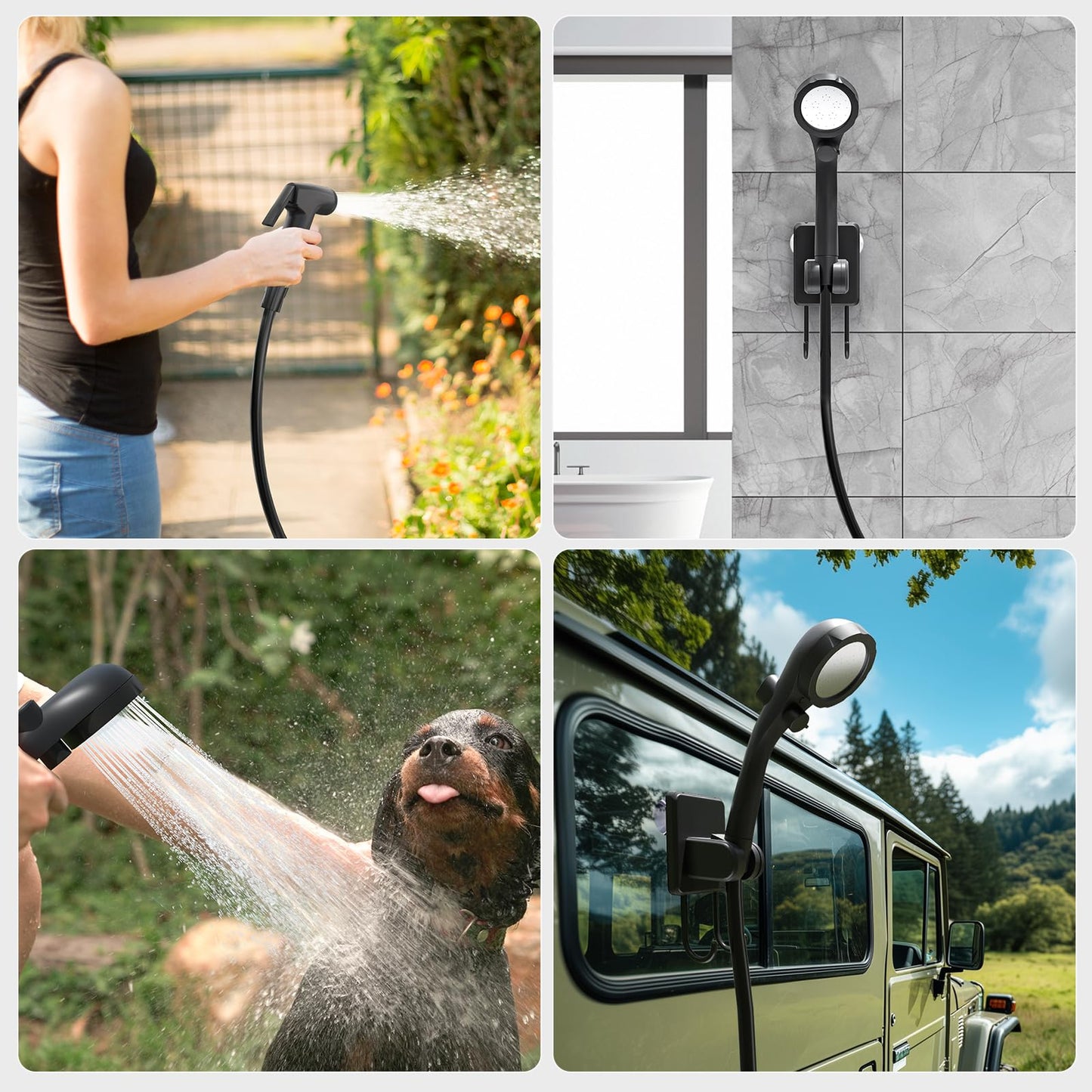 Efficient Gravity-Flush RV Toilet with Portable Camping Shower,for RVs, Trailers, and Campers
