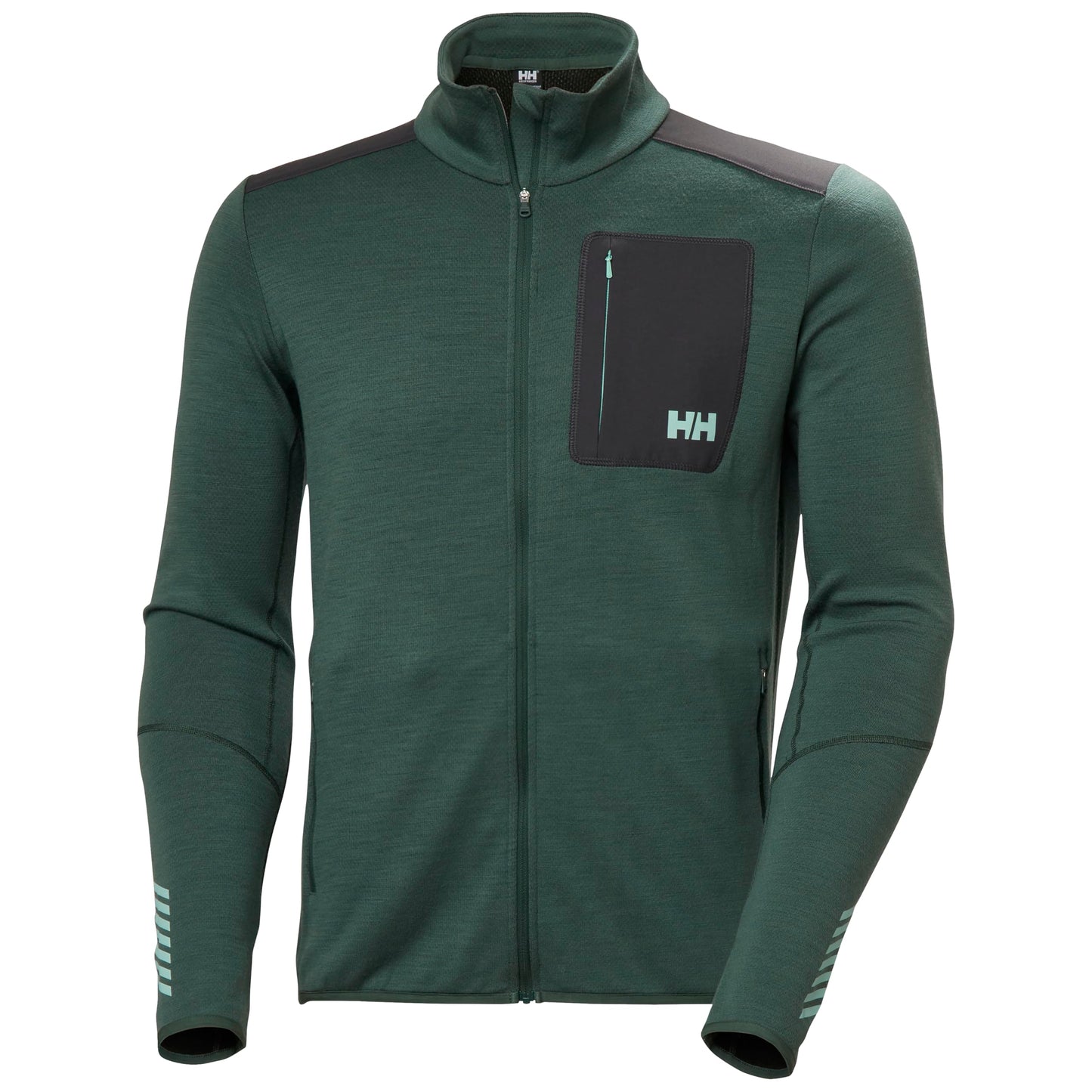 Helly-Hansen LIFA Merino Midlayer for Men - Warm & Breathable Wool Blend Pullover, Ideal for Outdoor Activities & Layering, 390 Jungle Green - L