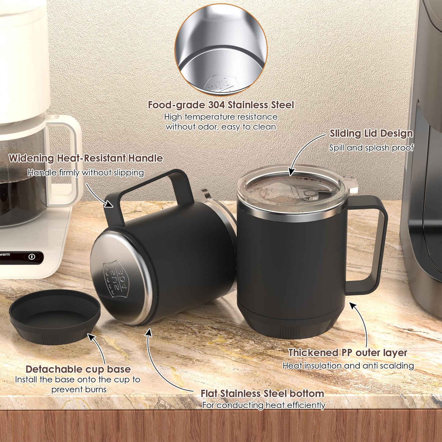 Coffee Mug Warmer & Mug Set for Desk, Electric 36W Coffee Cup Warmer with Auto Shut Off/Timer, Smart Coffee Mug Heater with 16oz Cup for Home/Office, Heated Coffee Cup Gifts for Coffee Lovers,Black