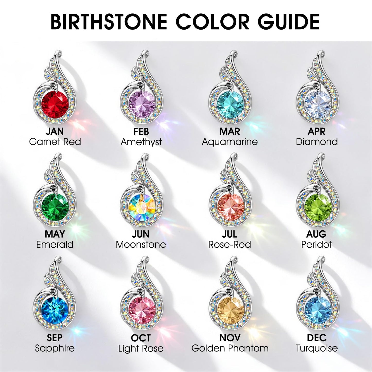 Kate Lynn Phoenix Birthstone Necklaces for Women Pendant Necklace Crystal Jewelry, Birthday Gifts for Women Wife Girlfriend Mothers Day Gift for Mom Daughter Unique Lady Christmas Jewelry Gift for Her, November Birthstone Necklace
