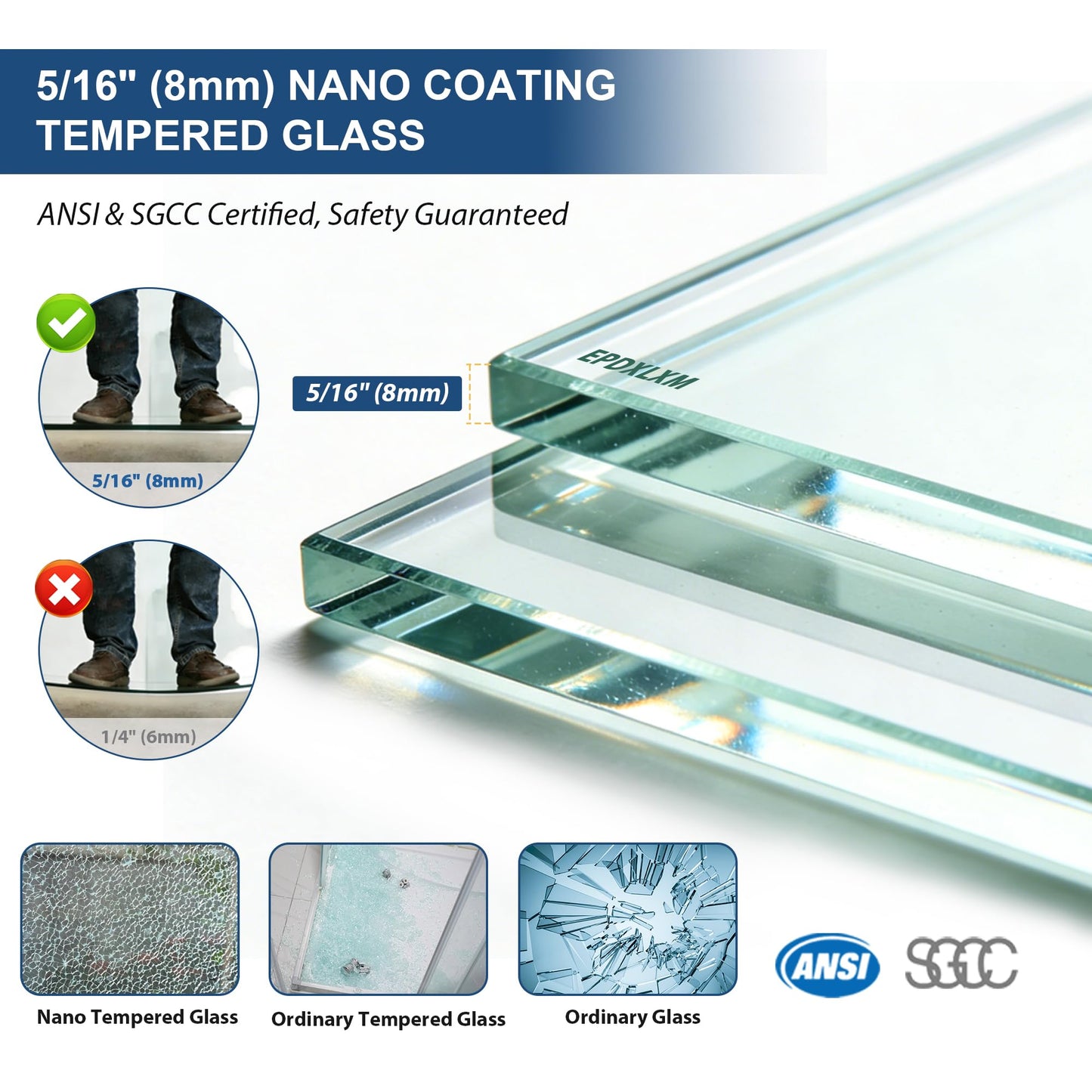 Frameless Shower Door with Soft-Close & Anti-Leak,5/16" (8mm) Double Sliding Shower Door,Nano Coating Anti-Explosion Film SGCC Tempered Glass 55"- 60" W x 76" H,Matte Black
