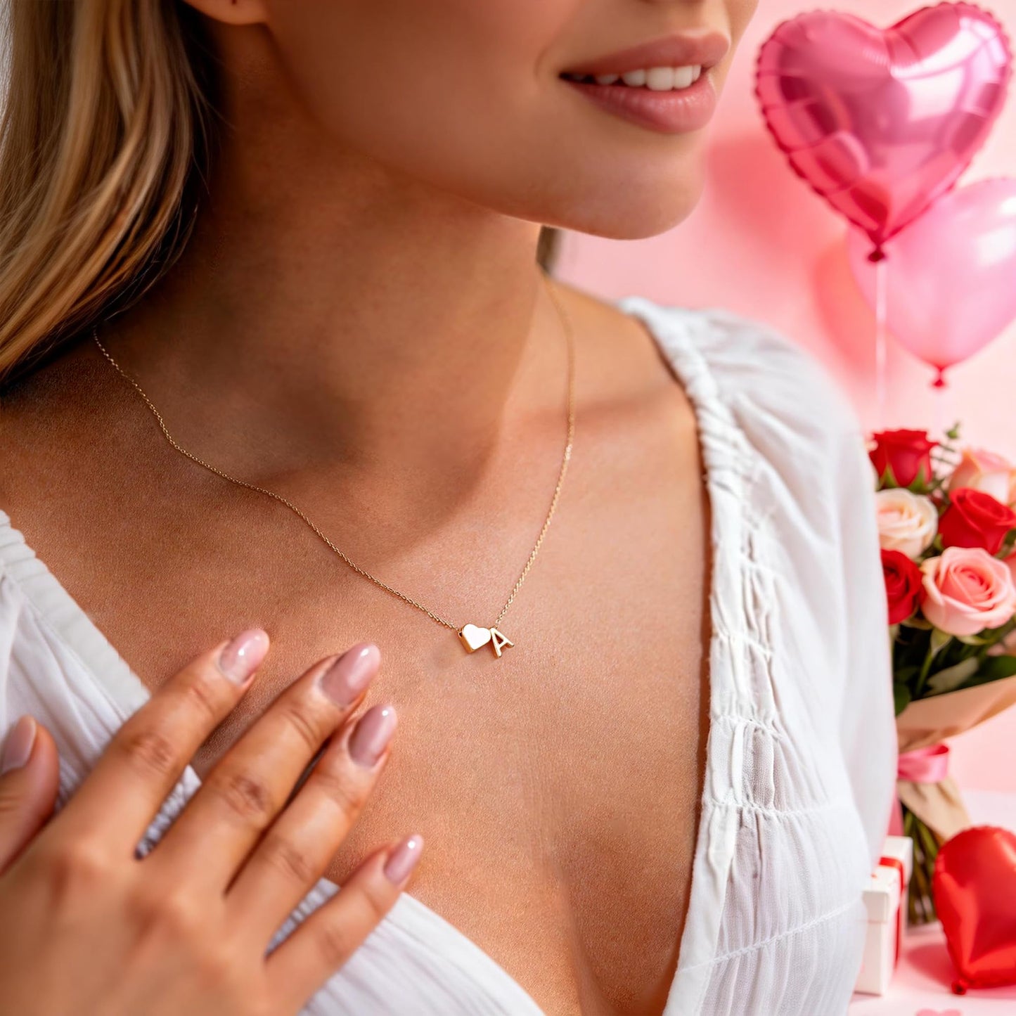 Turandoss Heart Necklaces for Women Trendy,18K-Gold-Plated Tiny Heart Initial O Dainty Birthday Gifts Initial Necklaces for Women Jewelry