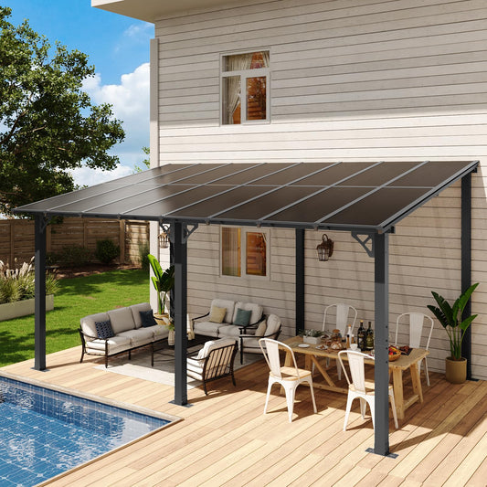 Aoxun 16' x 10' Gazebo for Patio, Gazebo Pergola with Sloped Roof, Large Wall-Mounted Heavy Duty Awnings, for Backyard, Deck, Patio