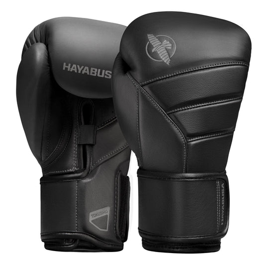 Hayabusa T3 Kanpeki Leather Boxing Gloves Men and Women for Training Sparring Heavy Bag and Mitt Work - Black, 16oz