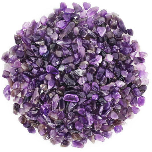 1.1lb Natural Crushed Amethyst Crystal Tumbled Chips-Healing Crystals Chips Bulk, Crushed Crystal Gemstones for Crafts, Beautiful Package for Gift (Amethyst)
