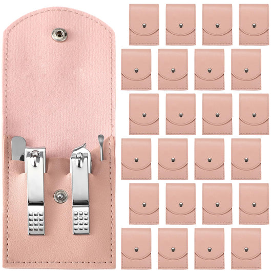 Lasnten 24 Set Valentine Manicure Set Bulk Nail Clippers Grooming Nail Kit Stainless Steel Professional Pedicure Tools Kit with Travel Case for Men Women Valentine's Day Gift(4 in 1,Pink)