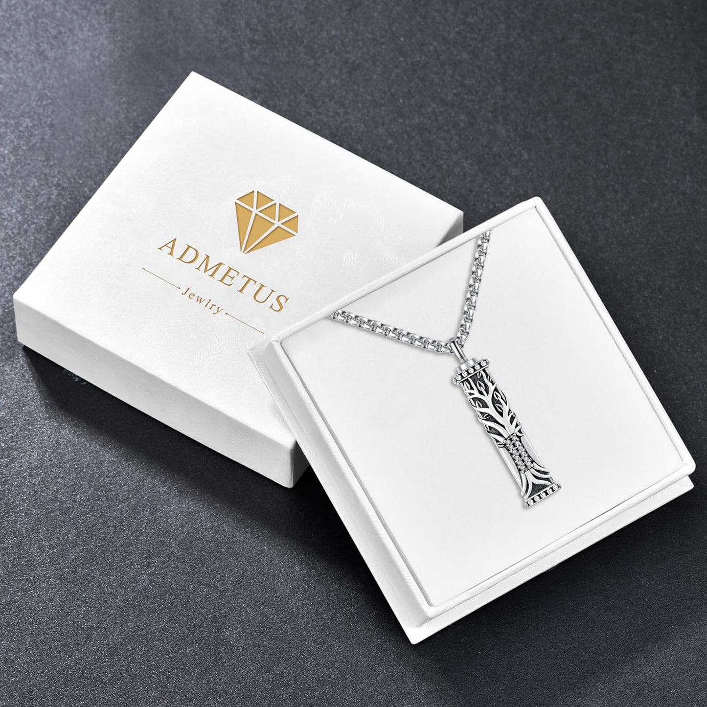 Square Urn Necklaces for Ashes Sterling Silver Tree of Life Ash Pendants Cremation Jewelry Keepsake Pendant Memorial Jewelry Gifts for Ashes of Loved Ones