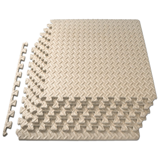 ProsourceFit Exercise Puzzle Mat ½-inch, EVA Interlocking Foam Floor Tiles for Home Gym, Workout Equipment, Kids Play Areas, Cream, 24 Sq Ft - 6 Tiles