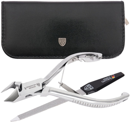 3 Swords Germany - Brand Quality Professional Toe Nail Nipper Clipper Set Stainless Steel Wave Nipper, Head Cutter, Nail File with case for ingrown Toe Nails, Manicure Pedicure by 3 Swords (196)