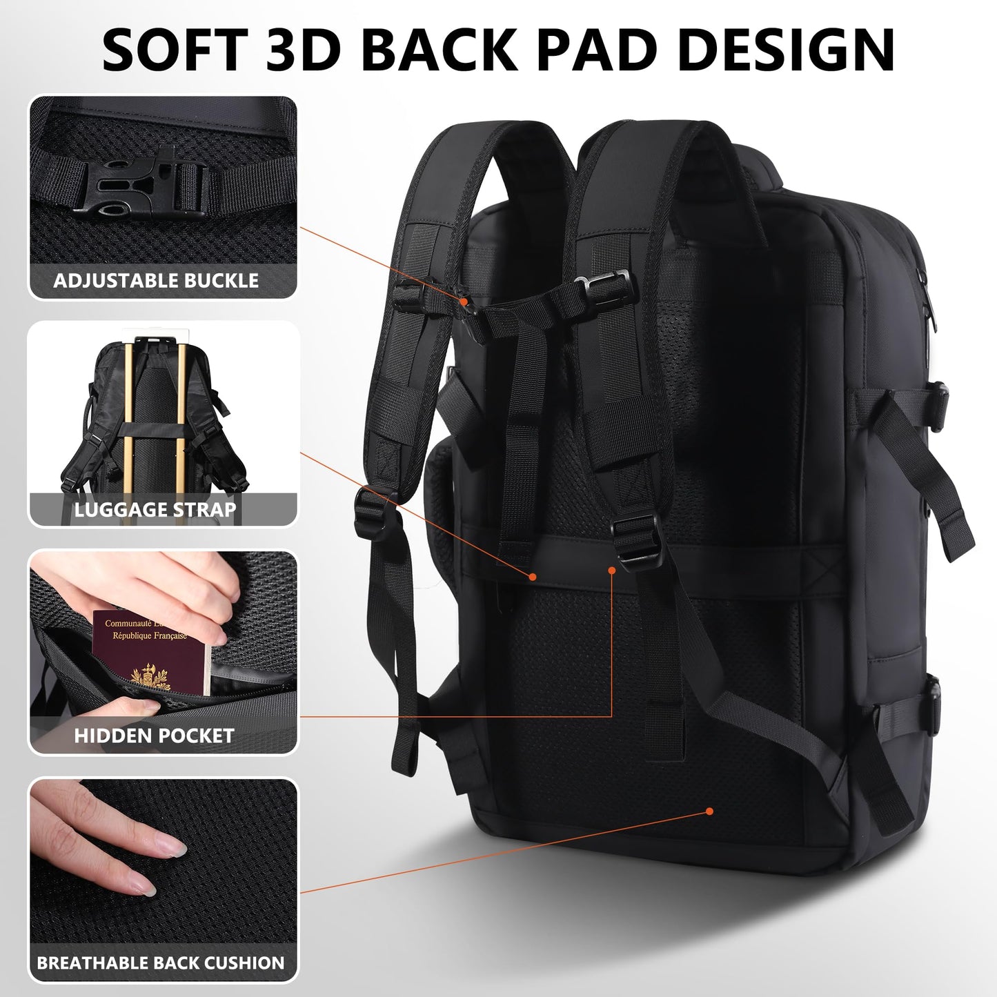 Vacuum Backpack Travel with Pump, Large 80L Exapandable Air Compression Vacuum System, Available Boarding, Carry on Luggage, Water Resistant, TSA Lock and Strong Sealing Airbag for Travel, Black