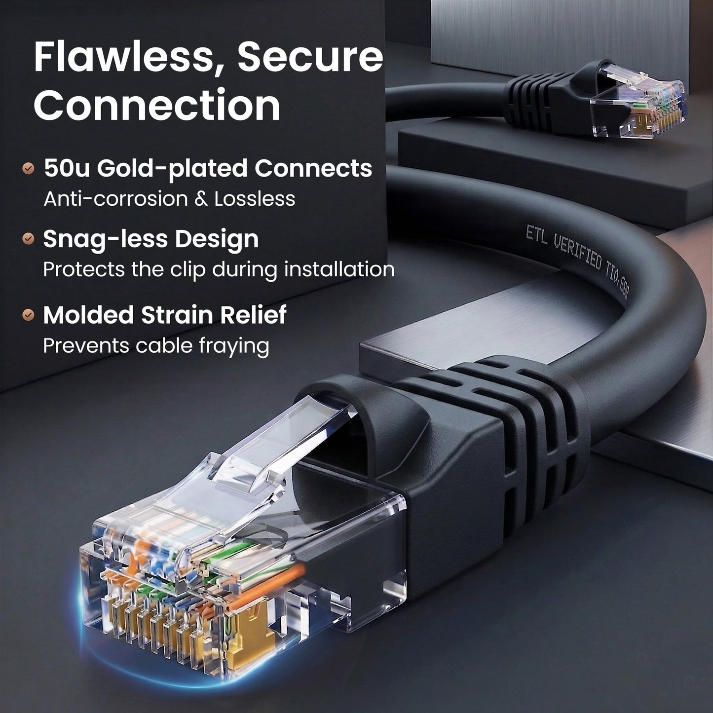 GEARit Cat 6 Ethernet Cable Pack - 100-Pack 0.5 ft Cat6 Ethernet Patch Cables | RJ45 Network Patch Cable, 10 Gbps Snagless Gold-Plated Connectors - Ethernet Cable Cat 6 for PC, TV, Router - Black