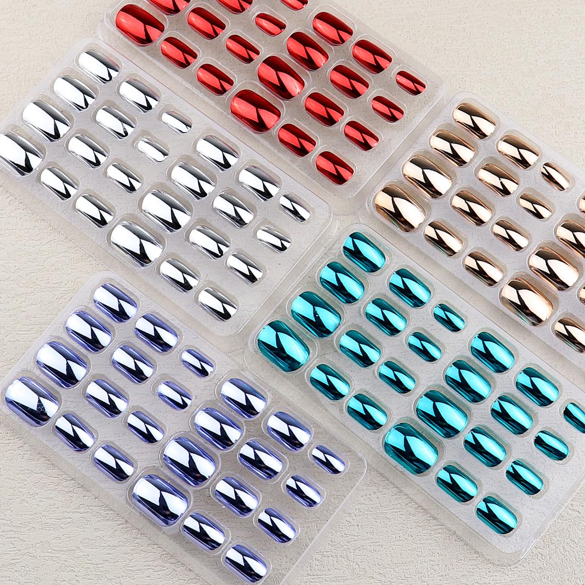 120 Pcs Mirror Metallic Press on False Nails Set for Girls Chrome Kid Fake Nails Pre-glue Children Artificial Metal Plating False Nails Short Oval Full Cover Acrylic Nail Tips Kit for Girl Toys