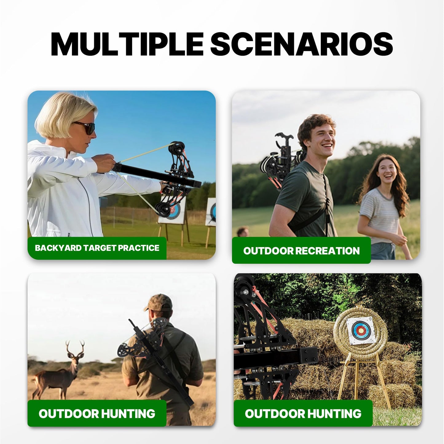 Compact Compound Bow Kit for Adults & Teens – 40 Rounds Repeating Sling Bow for Steel Balls and Arrows, Folding Design with Sight Mount, 100M Max Range, for Target Practice & Outdoor Hunting