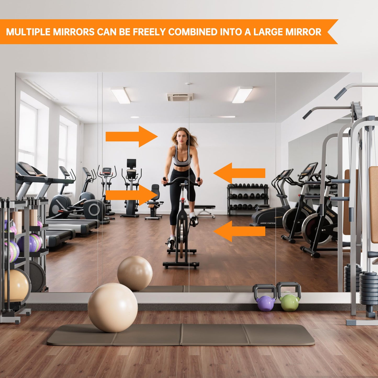Hasipu Home Gym Workout Mirror 79" L x 35" W-1pcs Large Full Length Mounted Full Body Frameless Mirror for Workout, Yoga, Garage, Bedroom, Dance