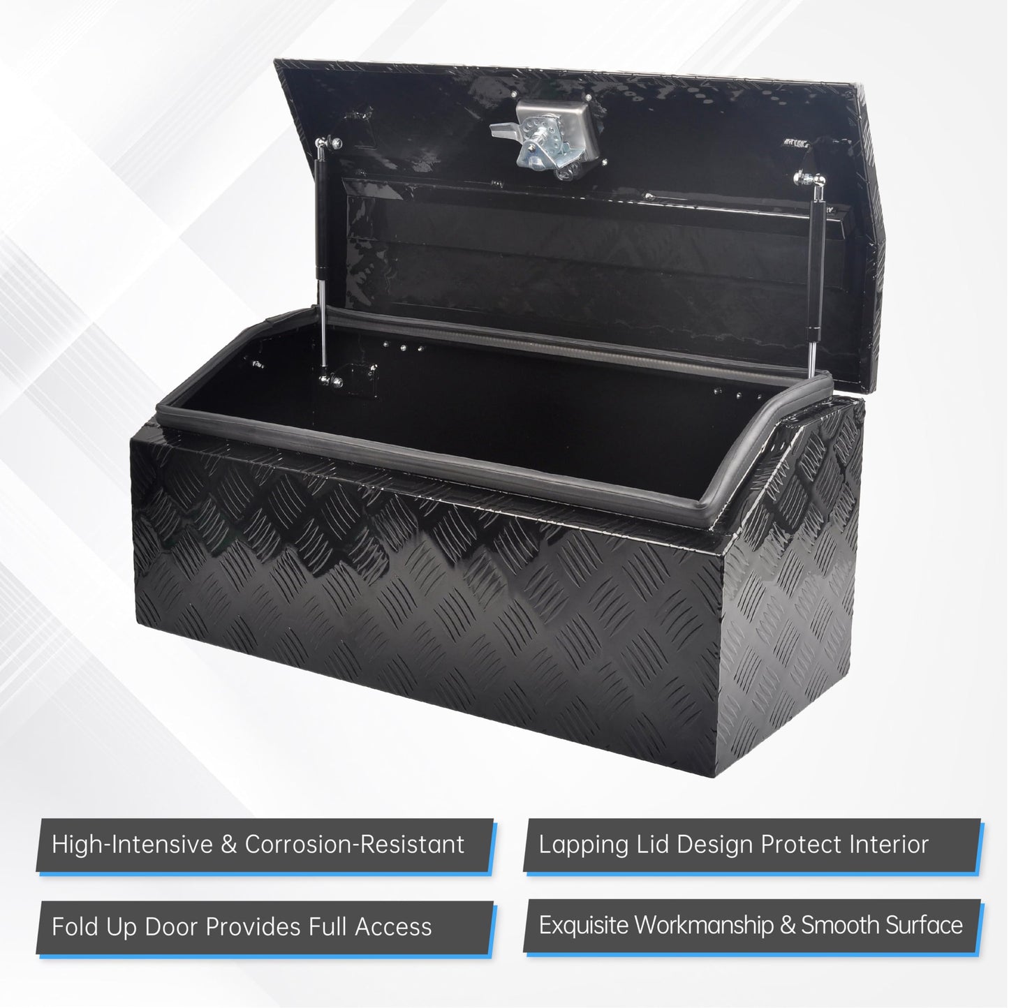 GESEXI 30 Inch Aluminum Truck Tool Box，Heavy Duty Truck Bed Tool Box Storage Organizer with T-Handle, Black (30'' x 13.2'' x 13.5'')