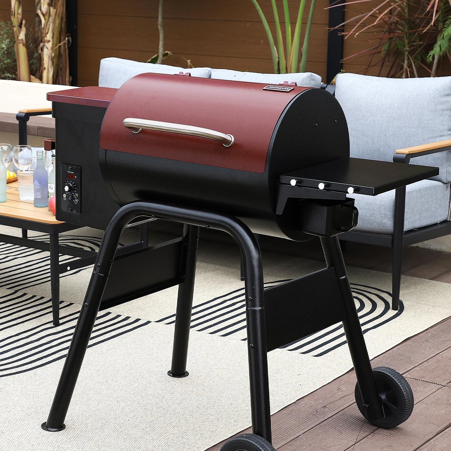 Jocoevol Pellet Smoker Grill Electric Wood Pellet Bbq Grill Smoker Electric With Auto Feed & Pid Temperature Control 180-425°F, 456 Sq.In Cook Area For Outdoor Backyard