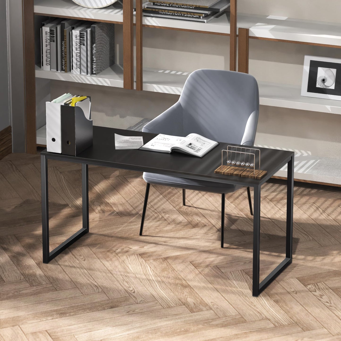SHW Mission 48-Inch Home Office Computer Desk, Black