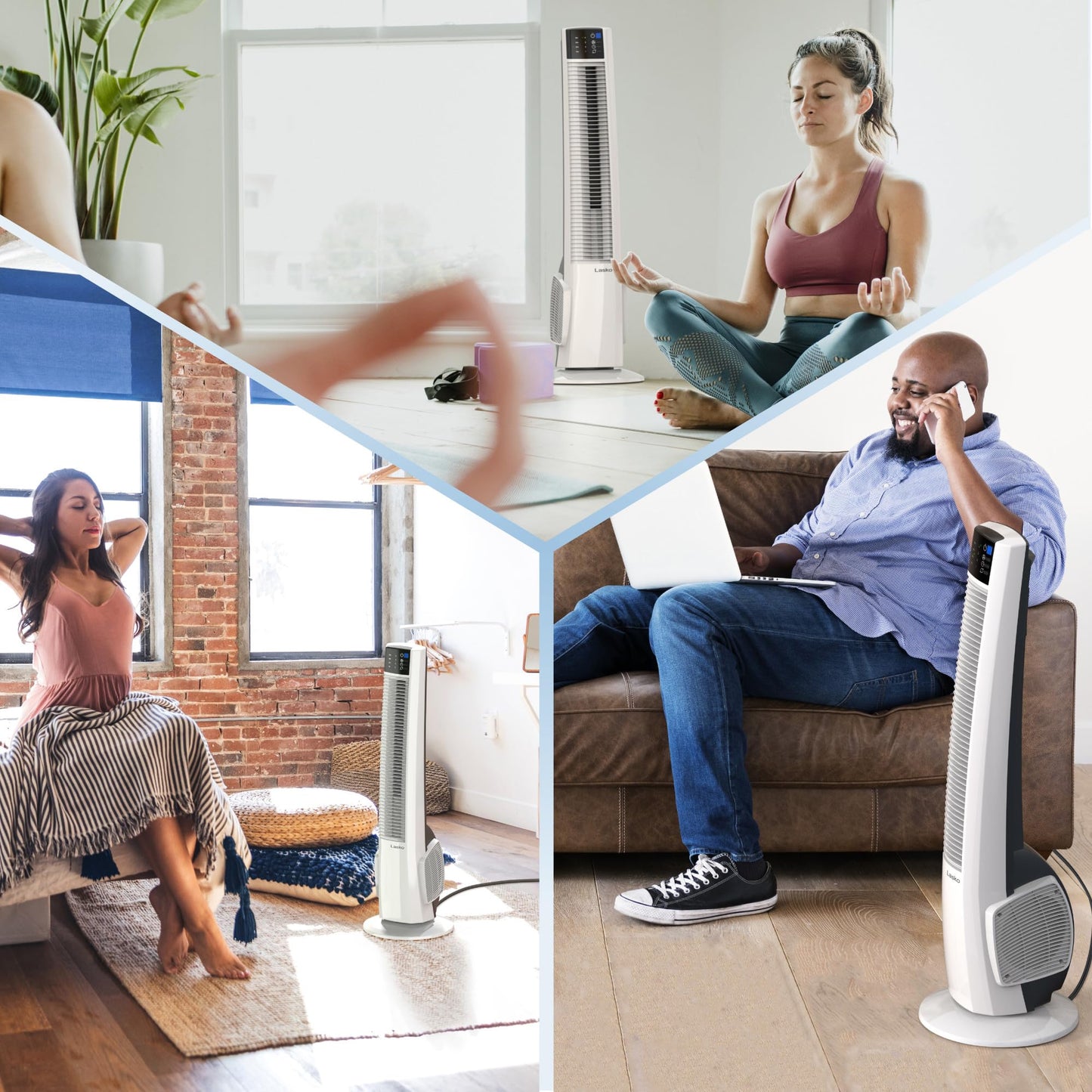 Lasko Oscillating Tower Fan with Remote Control - Tower Fan for Bedroom & Office, 4 Quiet Speeds, 38" White, T38400