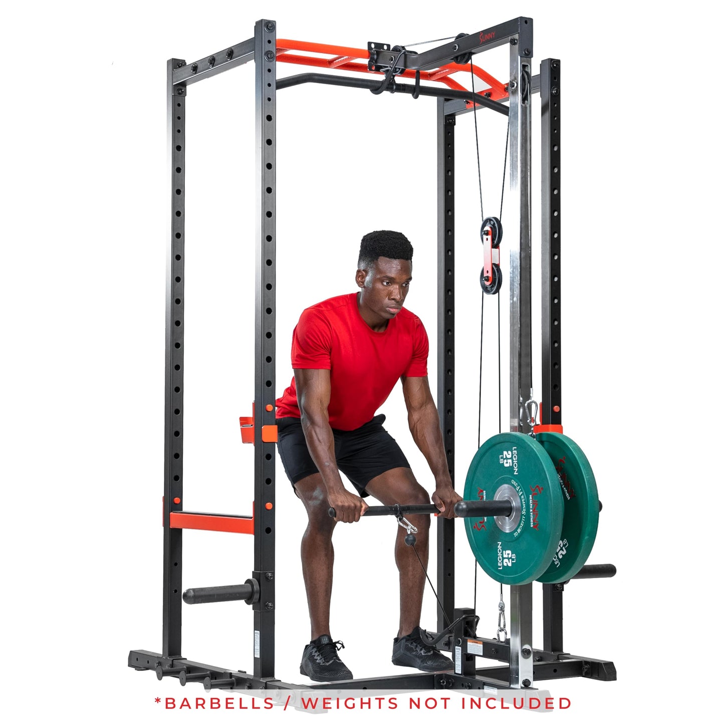 Sunny Health & Fitness LAT Pull Down Attachment Pulley System for Power Racks – SF-XF9927