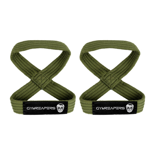 Gymreapers Figure 8 Lifting Straps for Deadlift, Powerlifting, Strongman, & Cross Training Strong Weightlifting Wrist Straps for Men, Women (OD Green, Small)