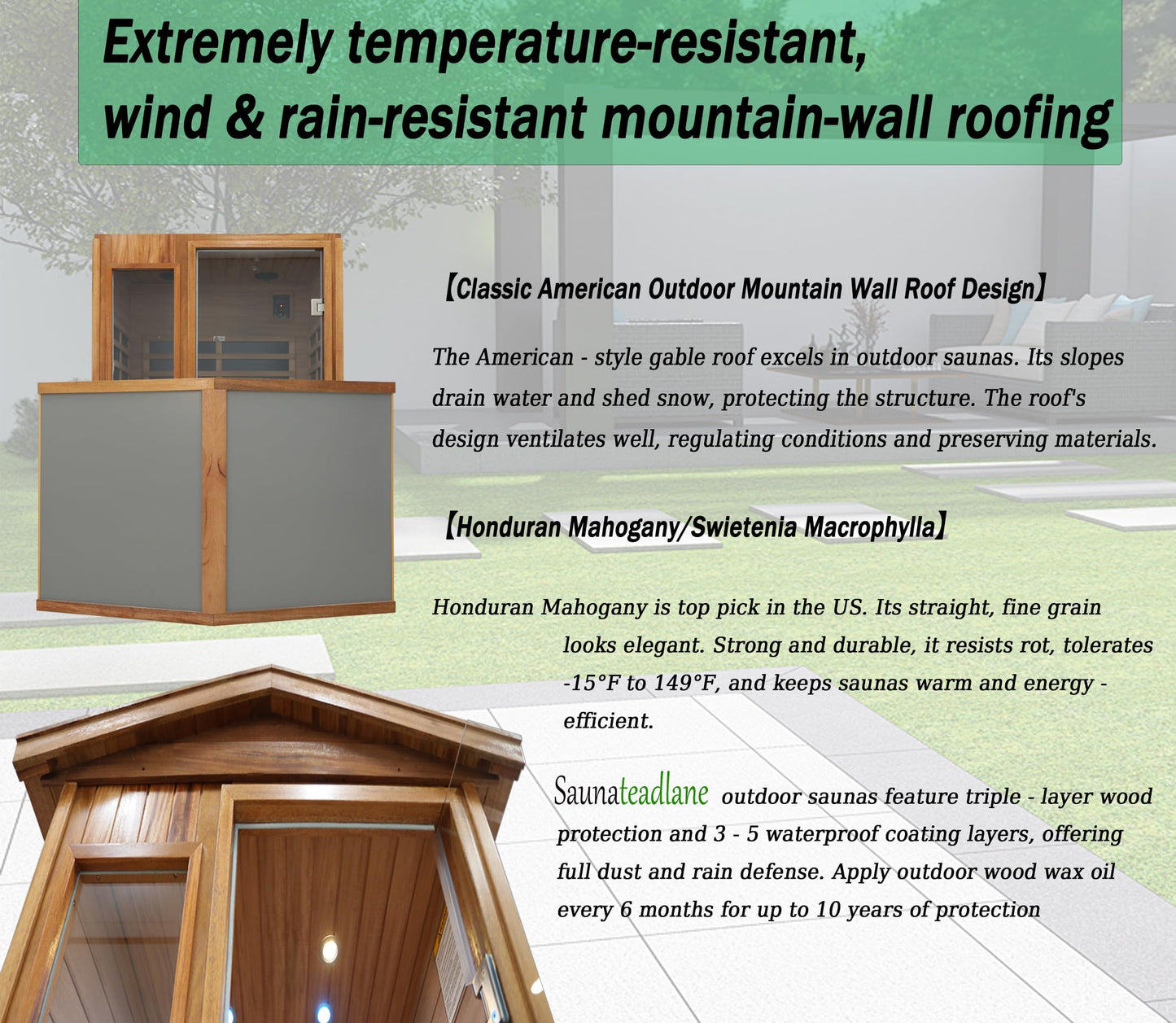 LTCCDSS Ultra-Low EMF Outdoor Sauna 2 Person, Mahogany Far Infrared Sauna for Home EMF Average 0.5 mG, Chromotherapy, Bluetooth Speaker