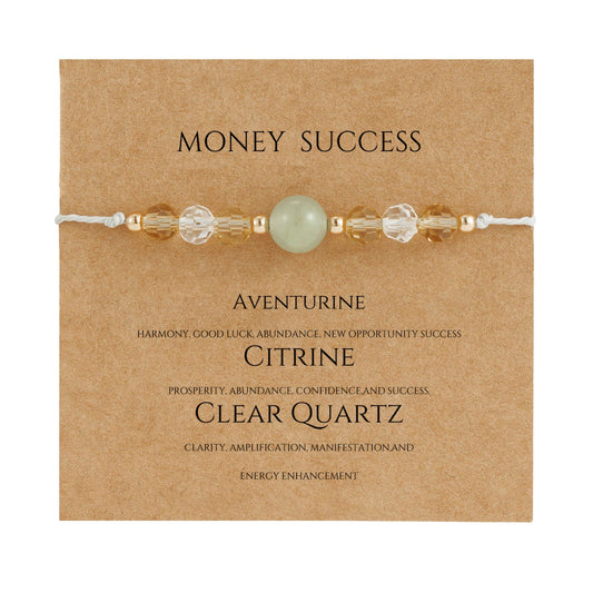Fezodo Inspirational Encouragement Gifts for Women Men, Spiritual Crystals and Healing Stones Bracelets Chistmas Valentines day Birthday Gift for Friends Women Men (Money success)