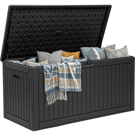 YITAHOME 320 Gallon Large Deck Box with Divider & Side Handles, Outdoor Double-Wall Storage for Patio Furniture Cushions, Garden Pool Accessories, Water Resistant & Lockable