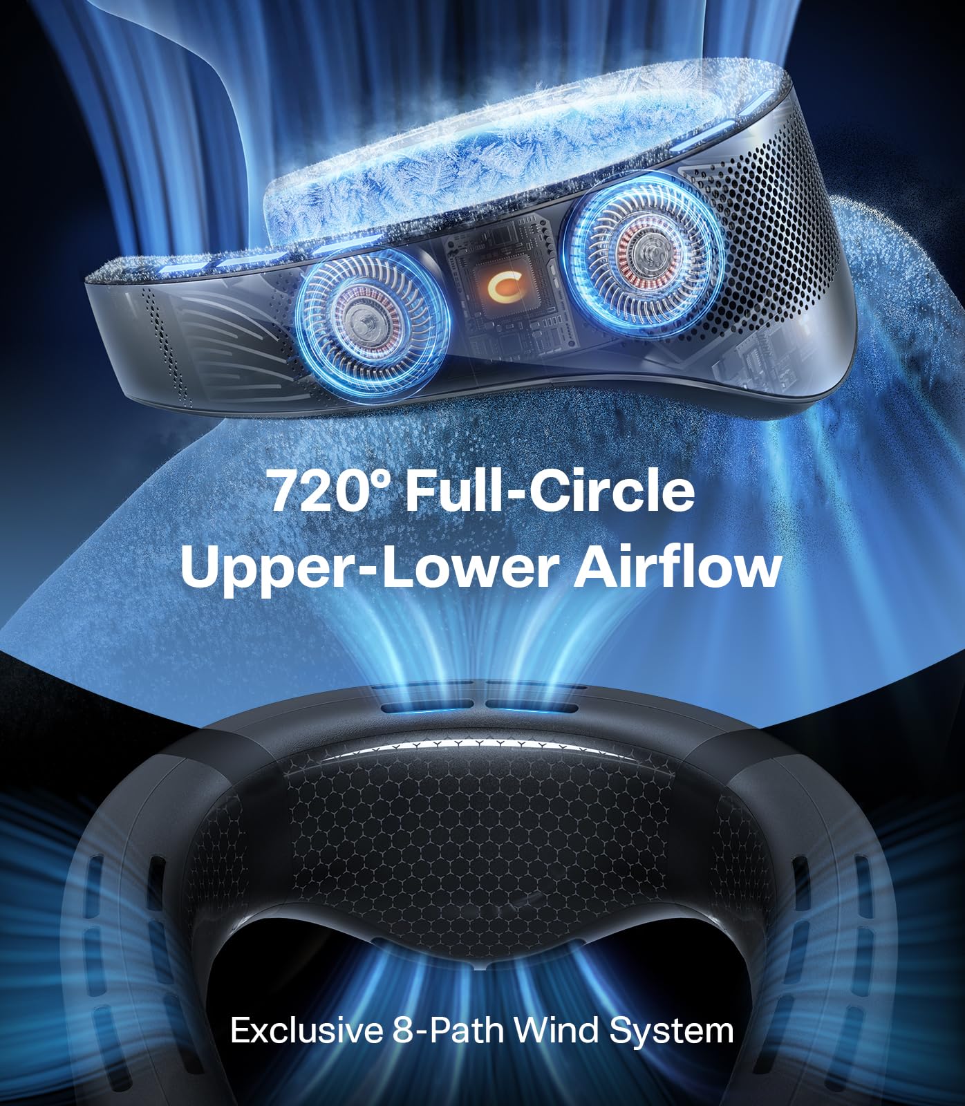 TORRAS COOLiFY Cyber AI Neck Air Conditioner, Ultimate Immersive Cooling Portable Neck Fan【No.1 Coolest & Max Cooling Area】 Neck Fans that Blow Cold Air 6000 mah Rechargeable for Gift