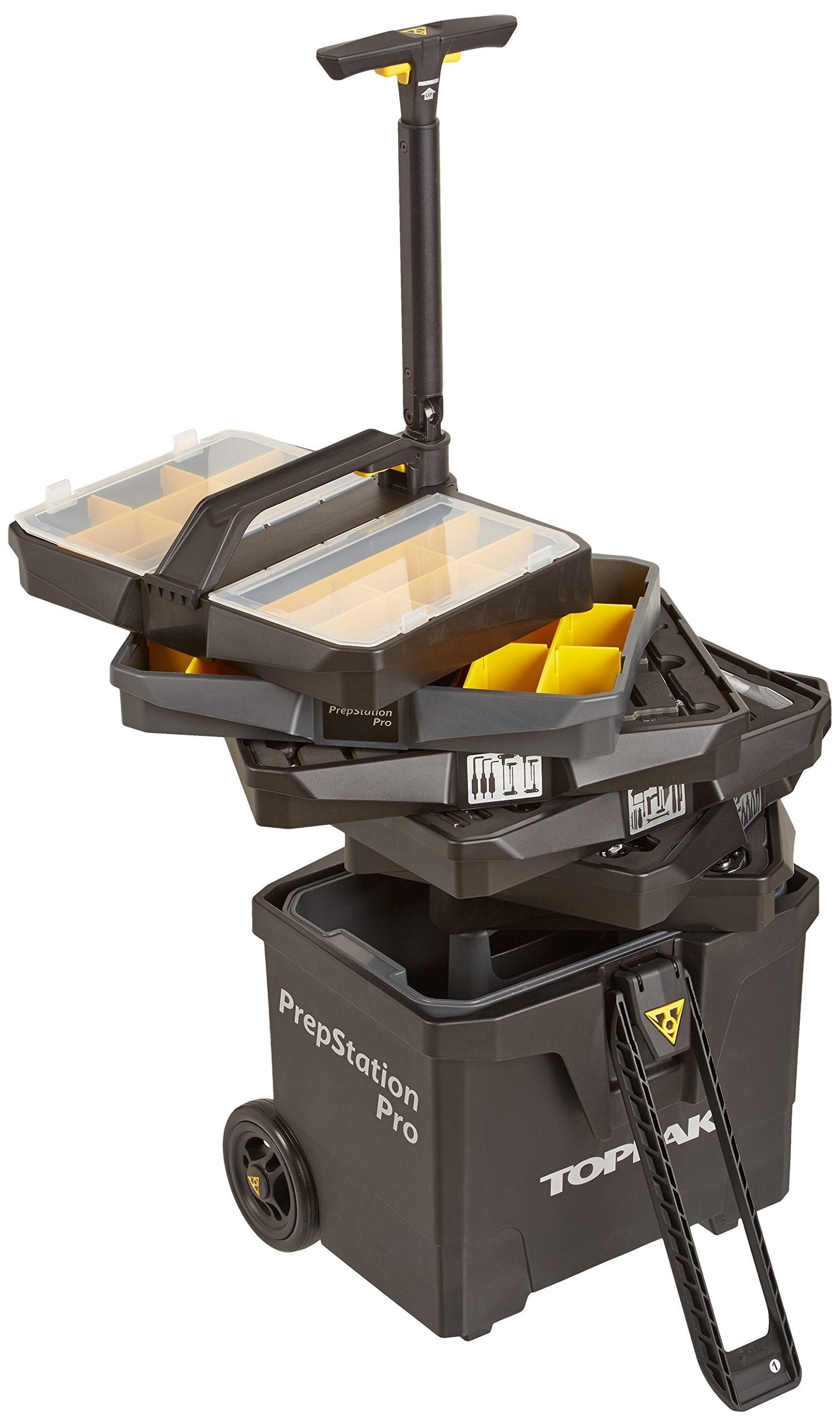 Topeak PrepStation Pro Bike Tool Station – Professional Rolling Workshop with 55 Tools (85 Functions), 7 Compartments, Extendable Base, Lift Handle & 5” Wheels for Mobile Bike Maintenance