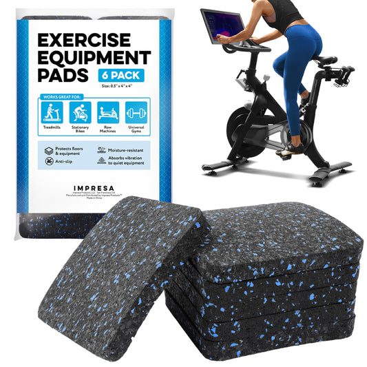 Impresa Rubber Floor Protectors for Walking Pad & Treadmill Pad - 4 x 4 x 0.5 in, 6-Pack - Anti-Vibration & Shock-Absorbing Mats - Workout Mats for Home Gym Equipment