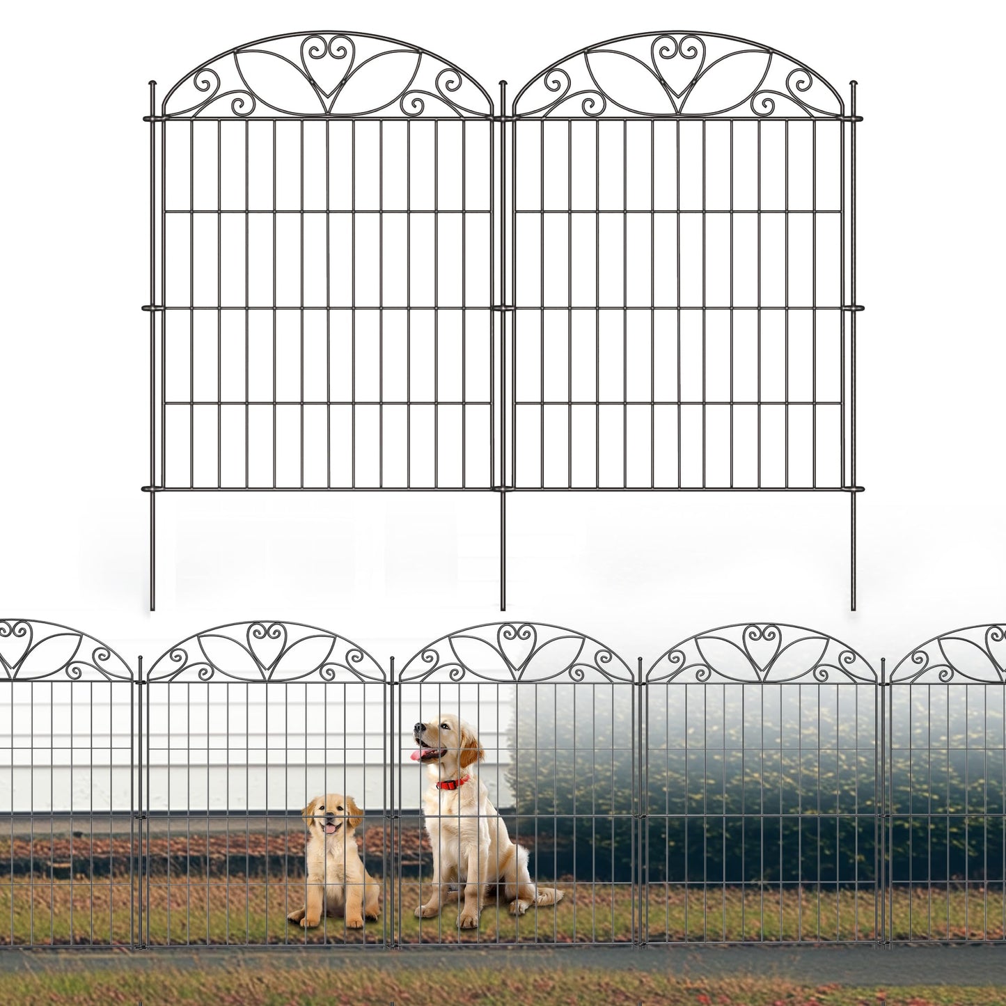 Mars Explo 10 Panels No Dig Decorative Outdoor Garden Fence, 40 in(H) X 23.6 ft(L) Animal Barrier Fencing, Rustproof Portable Fence, Temporary Dog Fence Outdoor for Yard, Outside, Backyard, Patio