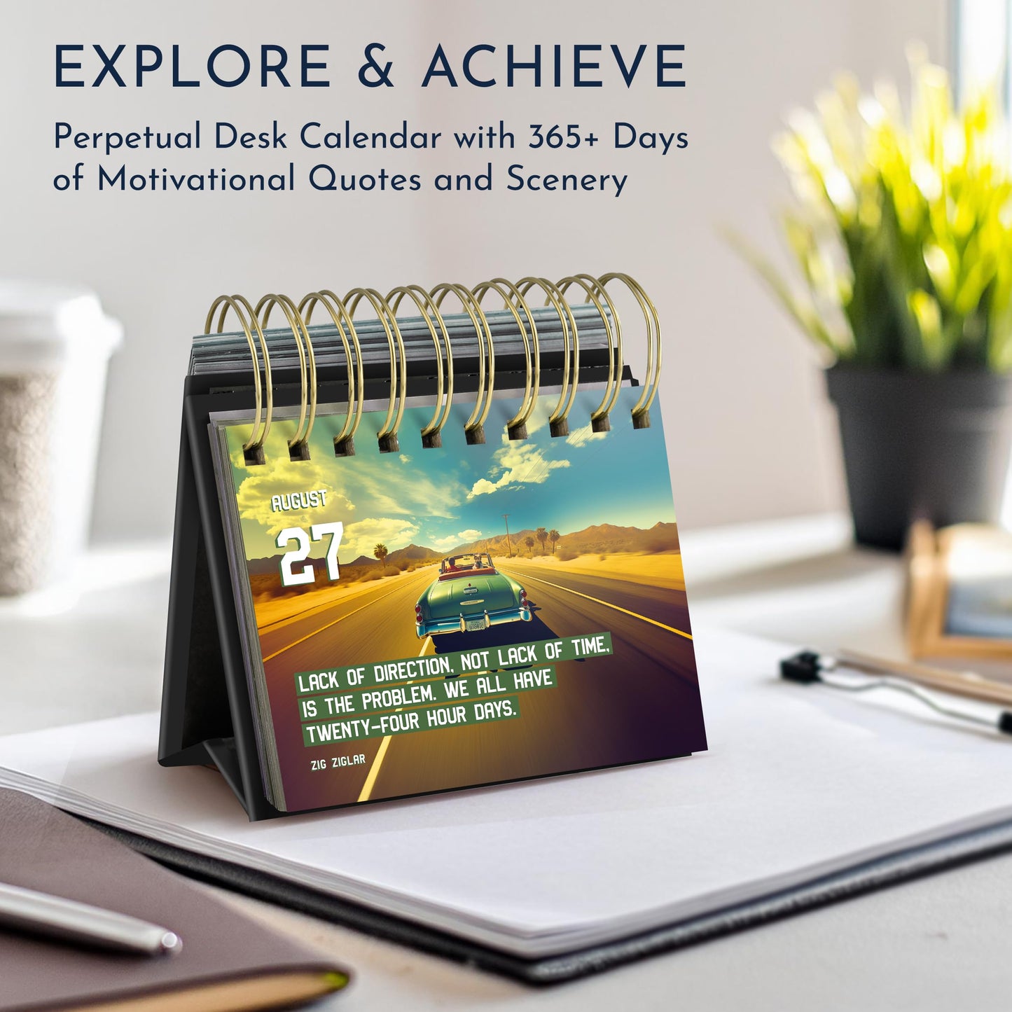 Motivational Calendar for Men – Daily Flip Calendar with 366 Inspirational Quotes – Inspirational Gifts for Him, Office Decor, Desk Accessories, Daily Affirmations, Perpetual Desk Calendar, Office Gifts