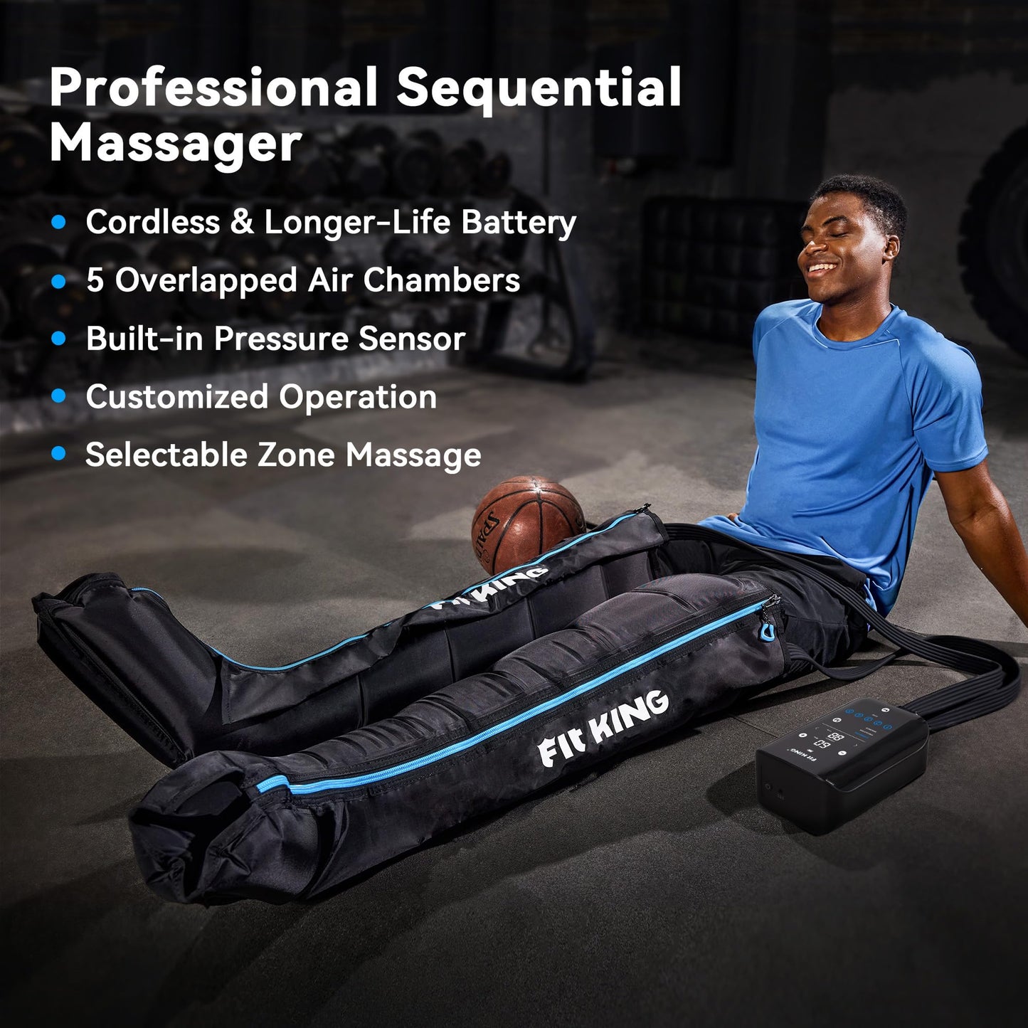 FIT KING Upgraded Cordless Recovery System, Professional Air Compression Massager, Reduces Muscle Pain and Improves Circulation, Warm-up and Fast Recovery for Athletes, Zone Massage Optional (Medium)