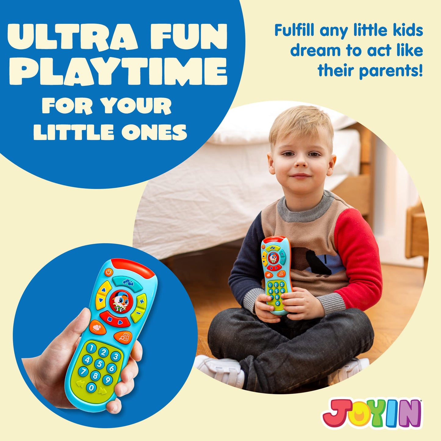 JOYIN Baby Learning Phone and Remote Toy for Toddler, Fun Smartphone Toys with Music for Infants, Boys or Girls, Holiday Stocking Stuffers, Kids Birthday Gift, Gifts for Christmas