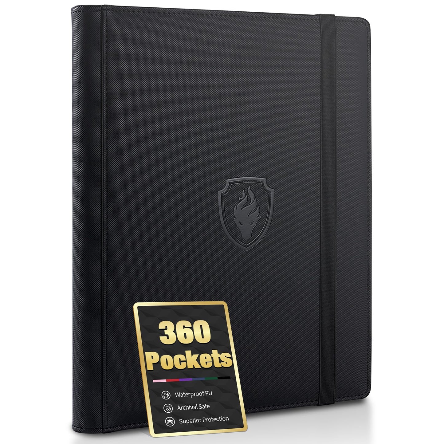 Premium 9 Pocket Card Binder for 360 Cards, Fabmaker PU Cover Trading Card Binder, Sturdy Card Collection Album, Sleek Card Holder Folders for Game Cards & Sports Cards, Black