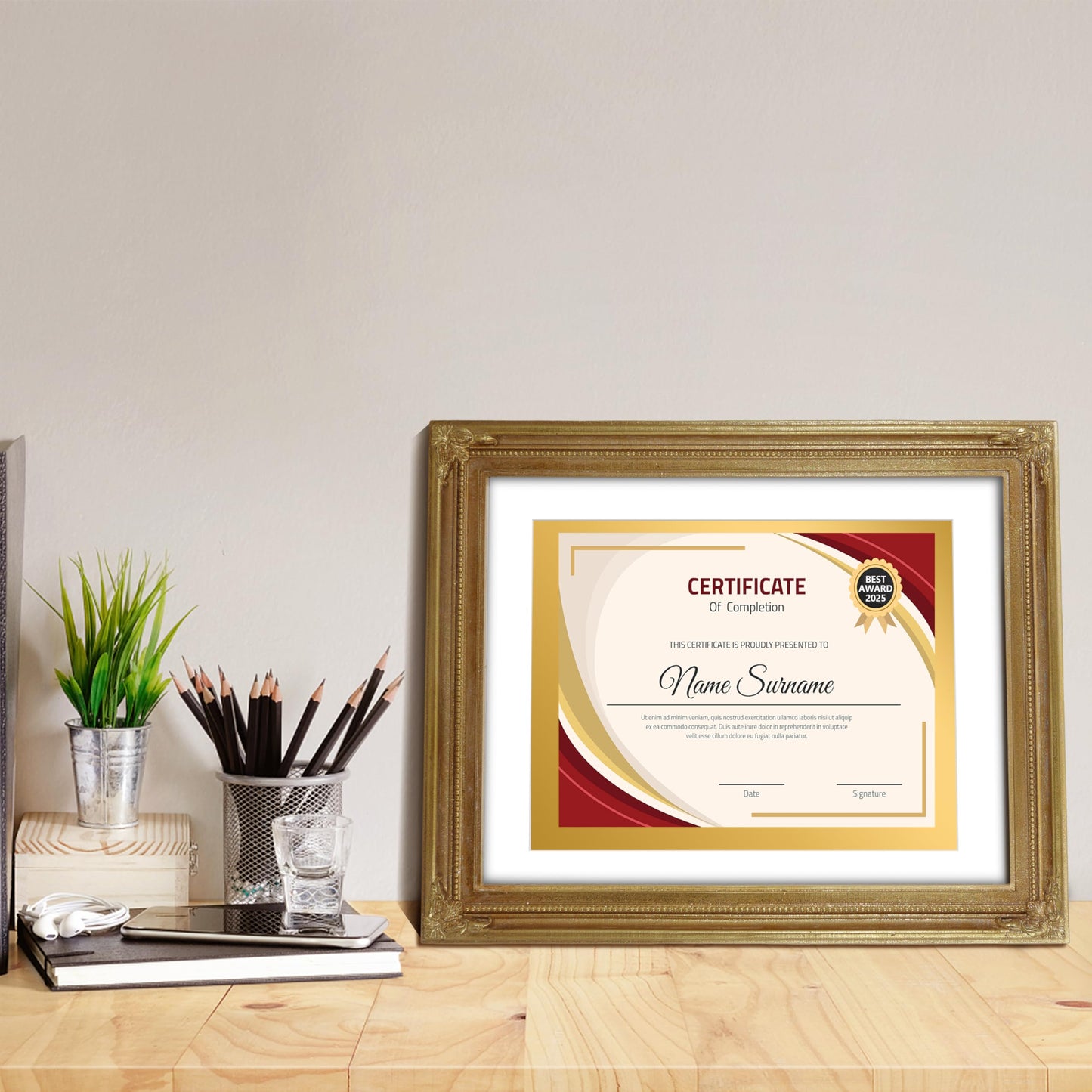 SIMON'S SHOP Diploma Frames 11x14 Matted to 8.5x11 Picture, Gold Picture Frames 11 x 14 with Mat for 8.5 by 11 Certificates Documents