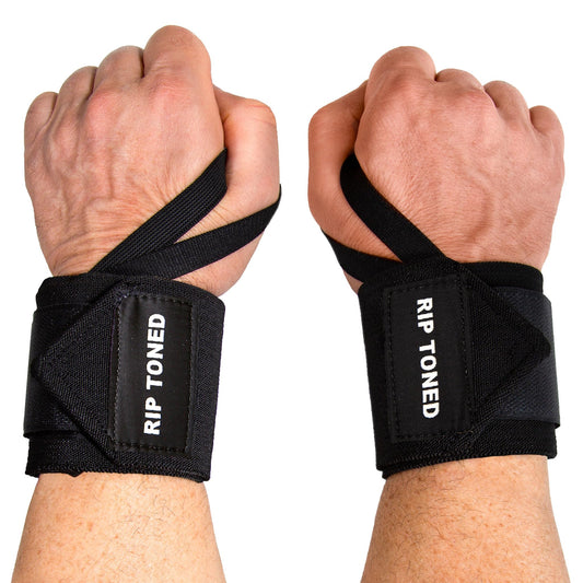 Rip Toned Wrist Wraps for Weightlifting – USPA & USAPL Approved 18" Wrist Straps for Powerlifting – Adjustable, Durable Gym Wraps with Thumb Loop – Quality Support for Men & Women – Black Flex