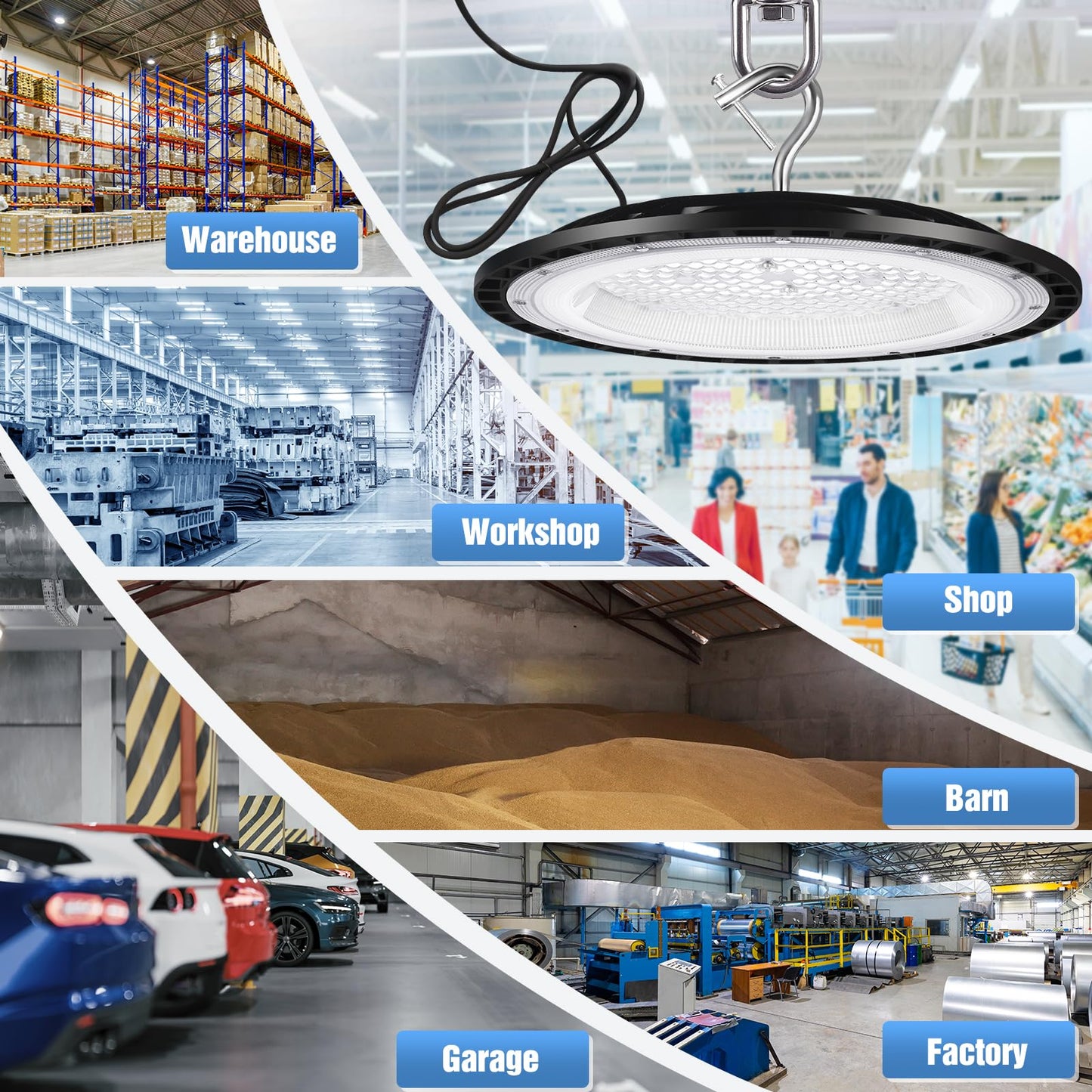 YANYCN 20 Pack 200W UFO Led High Bay Light Fixture,120VAC,30800LM,5000K Daylight Commercial Shop Bay Lighting,[850W MH/HPS Equiv.] US Plug Area Lighting for Warehouse/Barn/Gym/Factory/Workshop